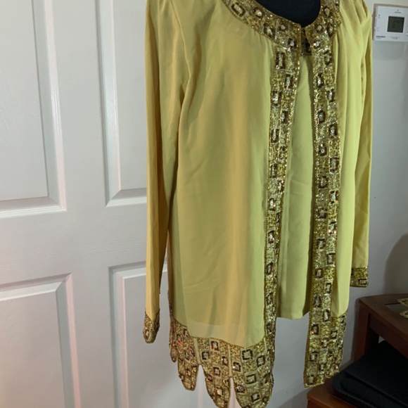 Midnight Velvet Sequin Y2K Gold Beaded Vintage 2 Piece Jacket Size XL - Picture 4 of 10